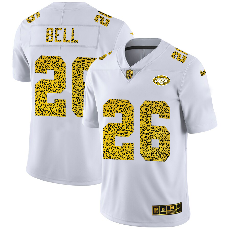 New York Jets #26 LeVeon Bell Men Nike Flocked Leopard Print Vapor Limited NFL Jersey White